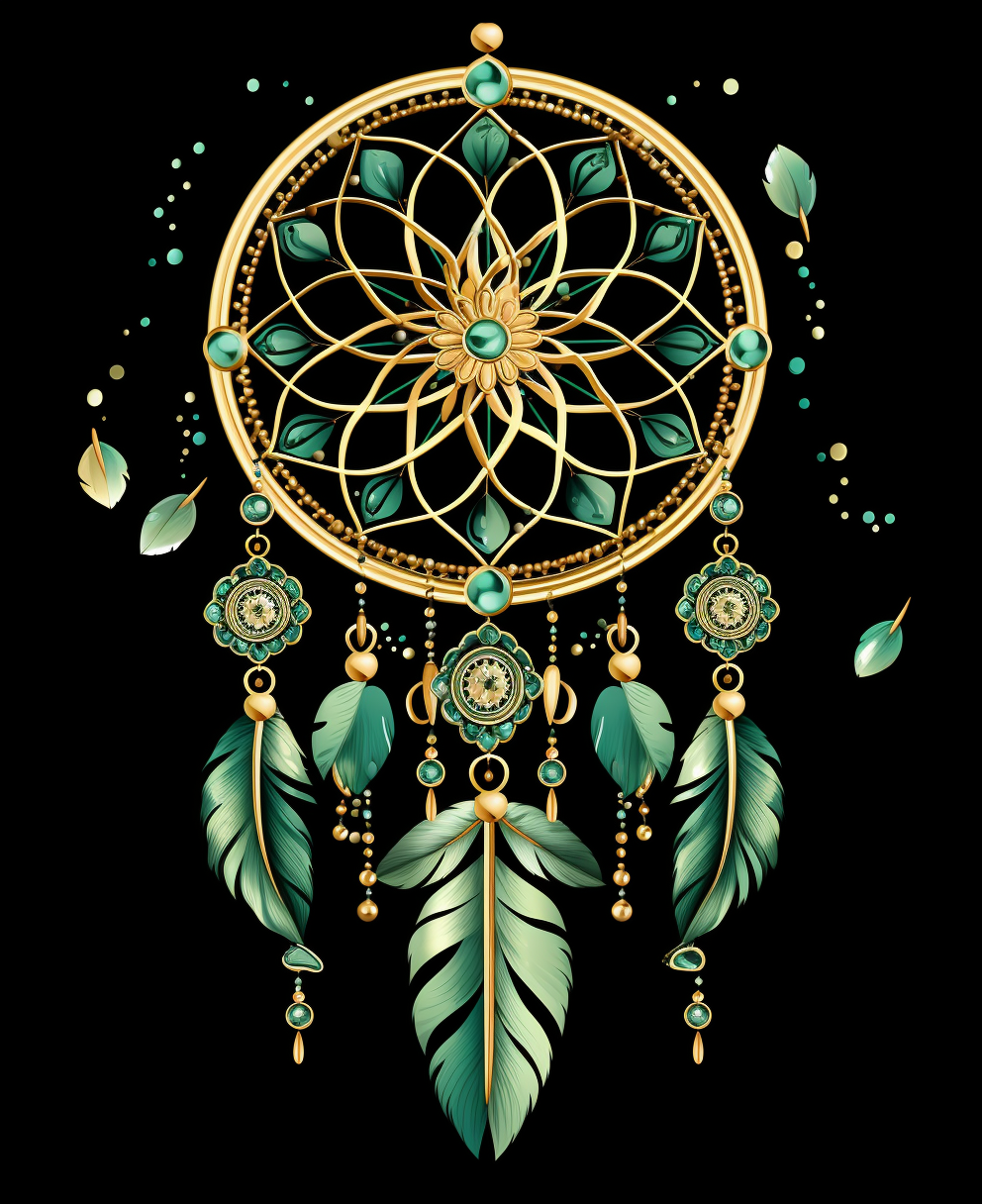 Golden Dream Catcher with Flowers