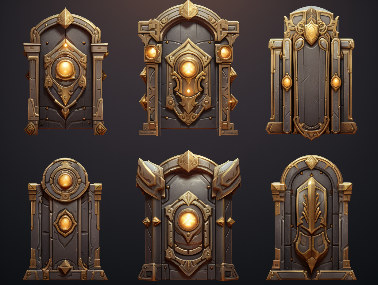 Shiny gold gate in game assets