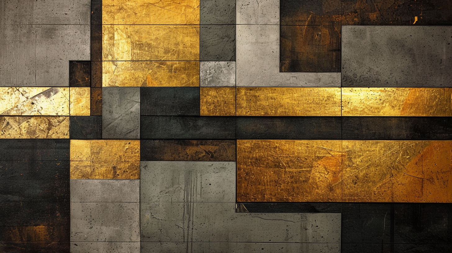 Colorful flat blocks in gold, gray, brown