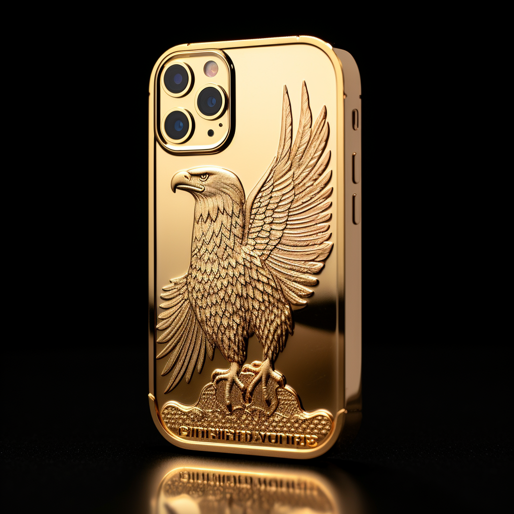 Gold iPhone Case with American Eagle Design