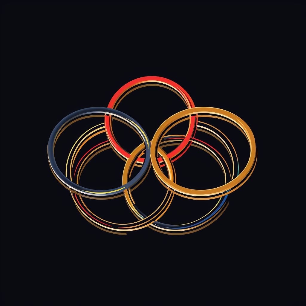 Gold Line Art Rings Olympics Games