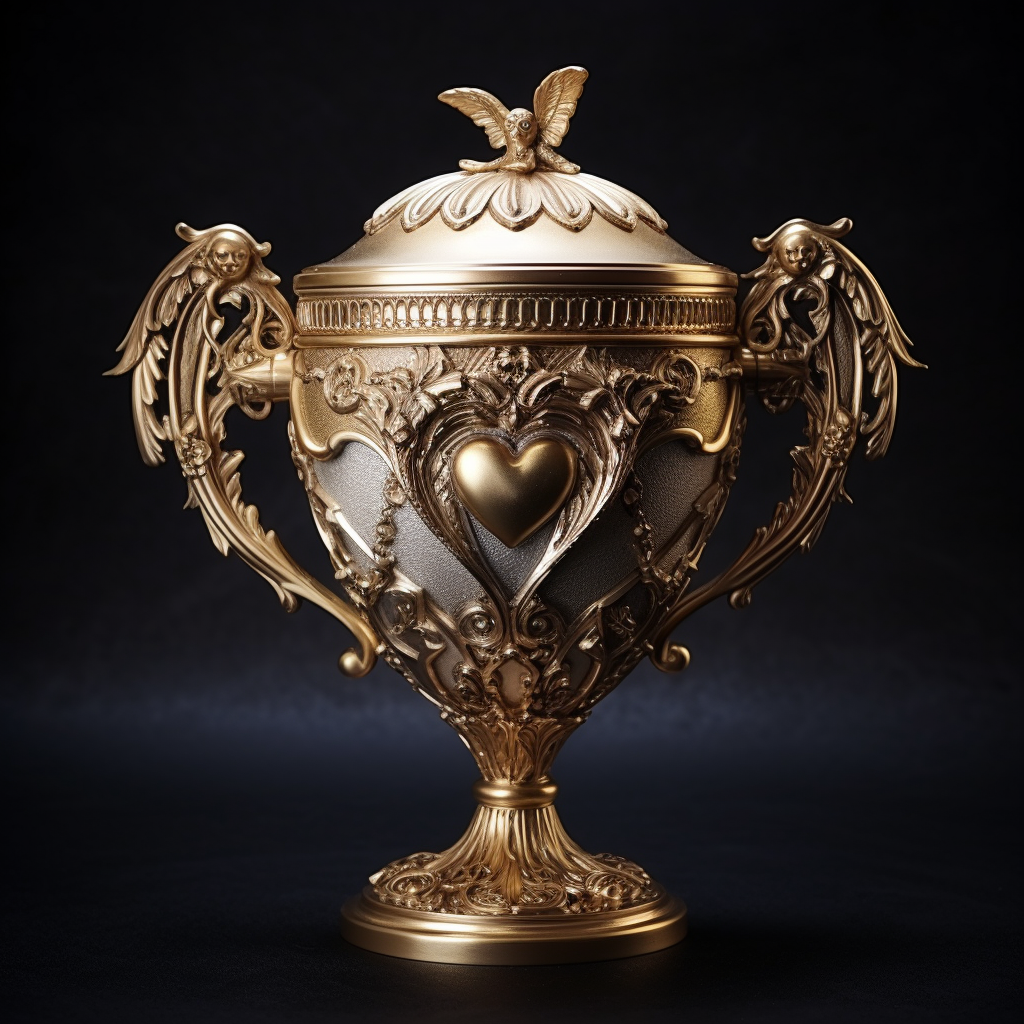 Beautiful gold love cup with angel handles