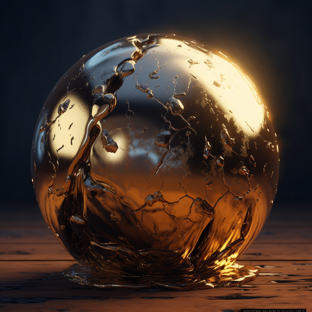 Tarnished gold material shader ball render