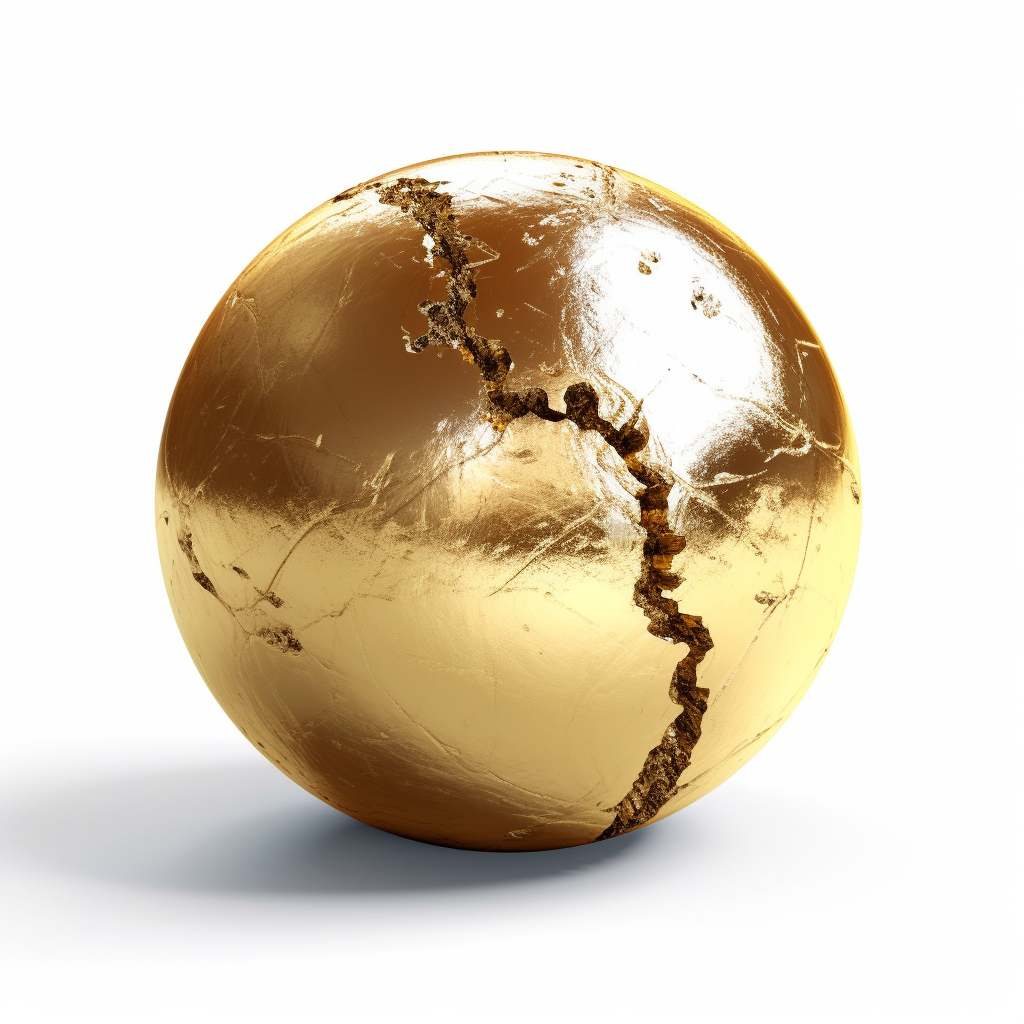 Gold Material Shader Ball on White Background