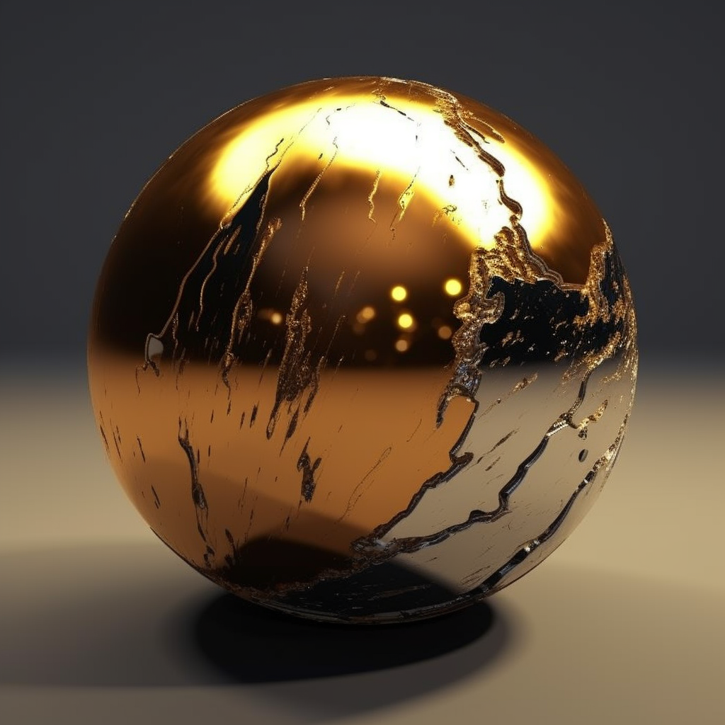 Tarnished Gold Material Dripping Render