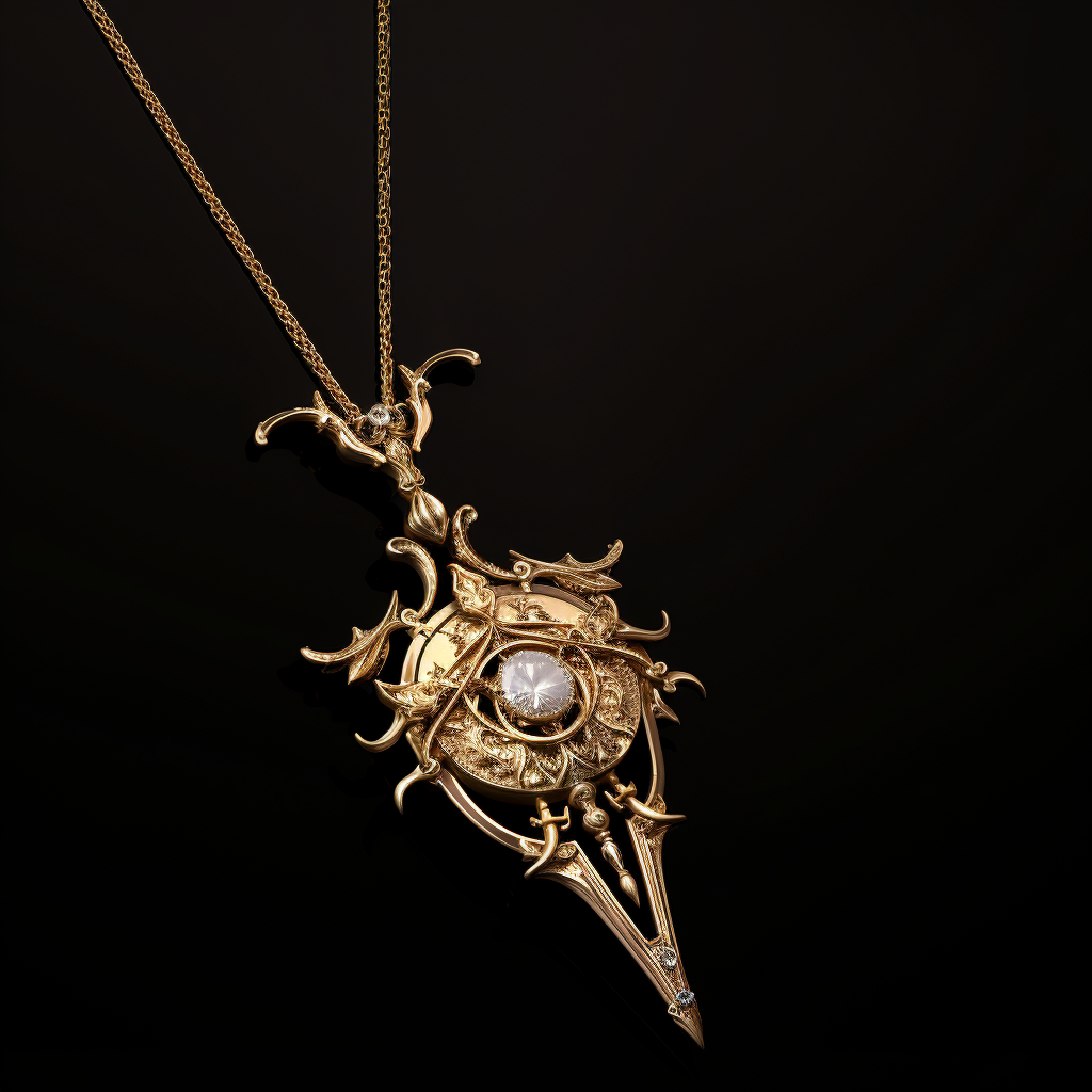 Elegant gold necklace with crossbow pendant