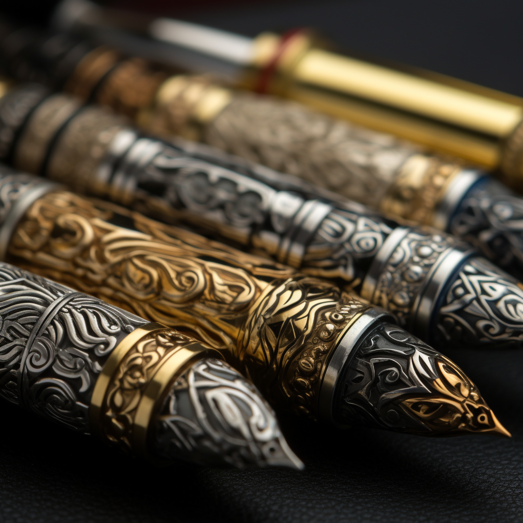 Elegant gold and silver fountain pens