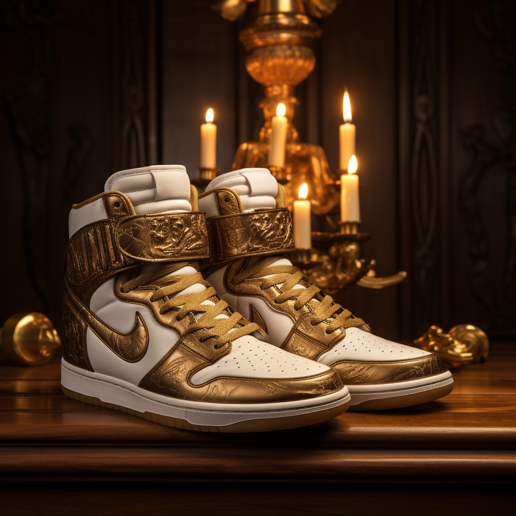 Gold sneakers with Russian Orthodox Church influence