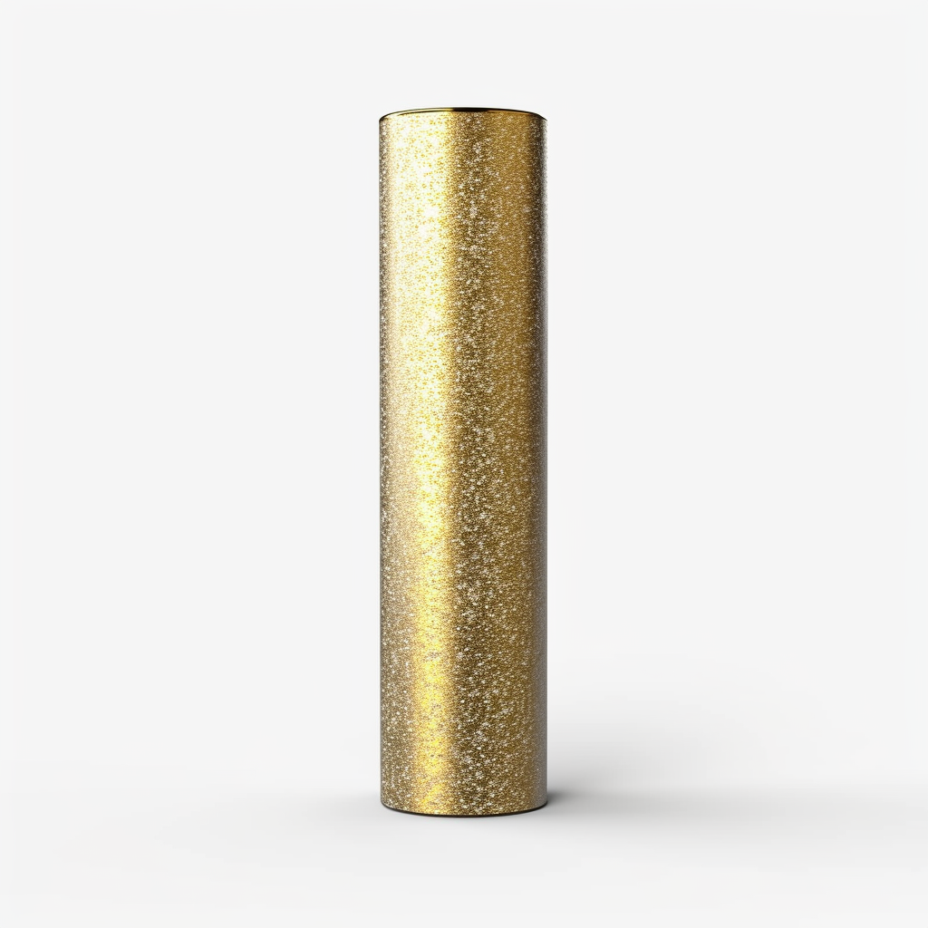 Shiny gold volume tube on white