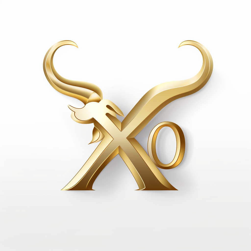 Cartoon-style gold XO bull logo