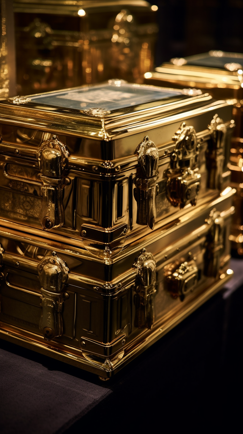 Exquisite gold and gold-plated caskets