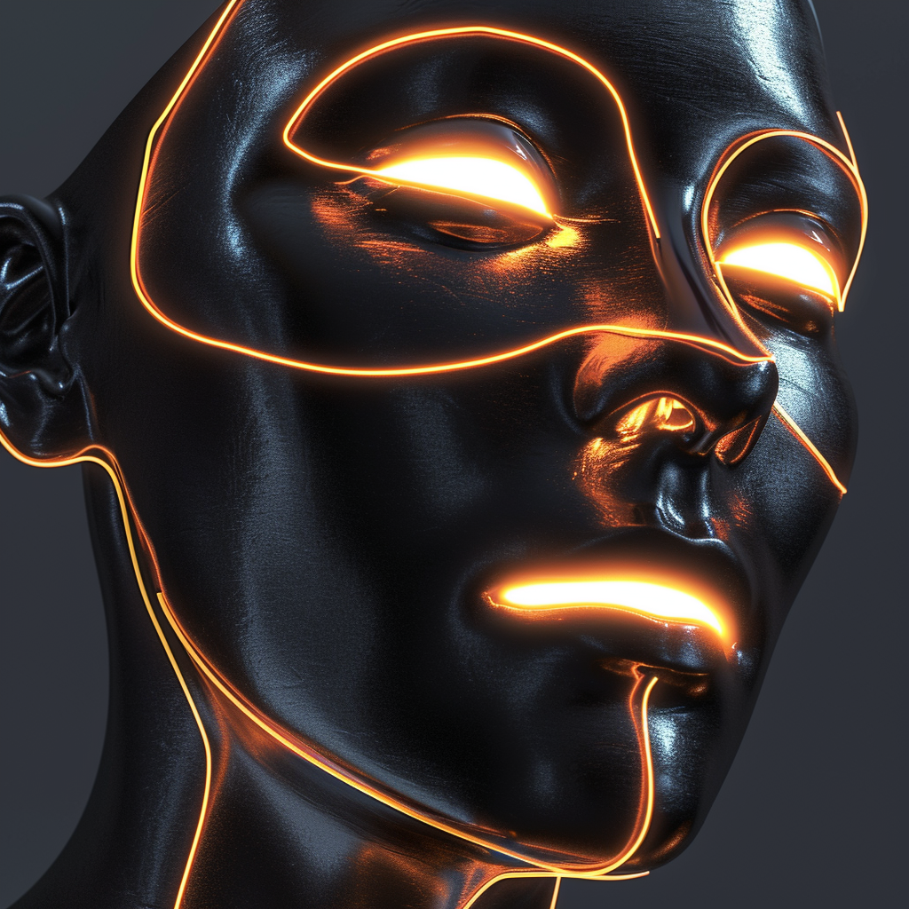 Gold neon mask vector illustration