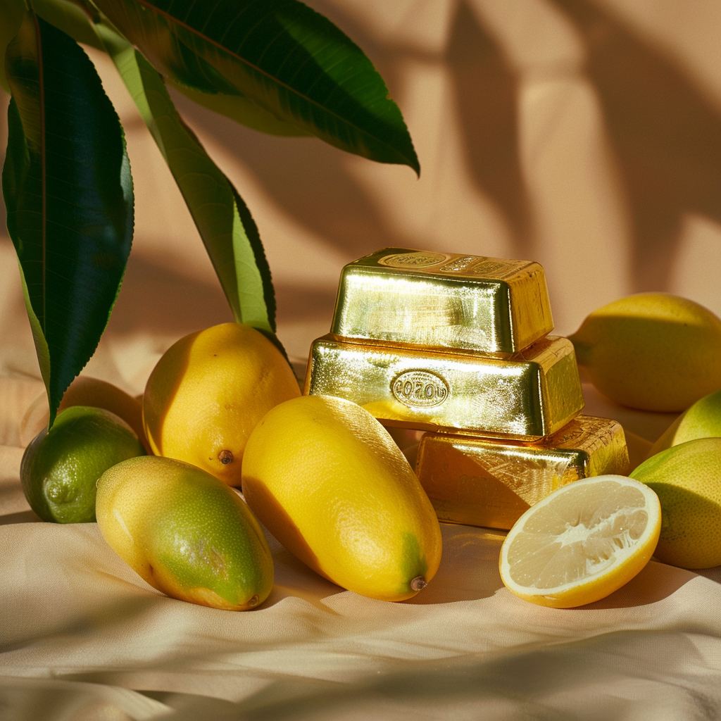 Vibrant small gold bars lemons mangoes