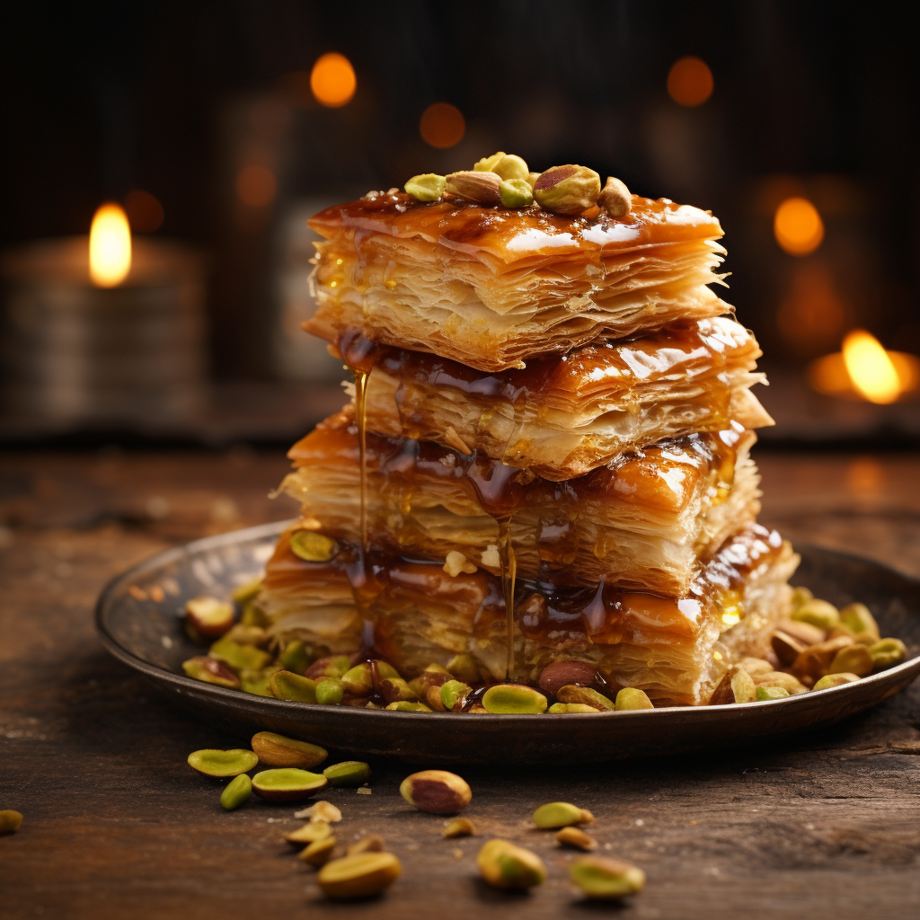 Close-Up of Stacked Baklava