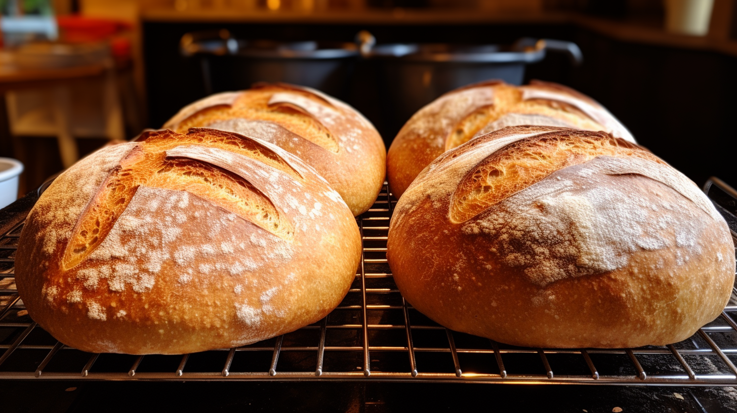 Golden brown freshly baked bread