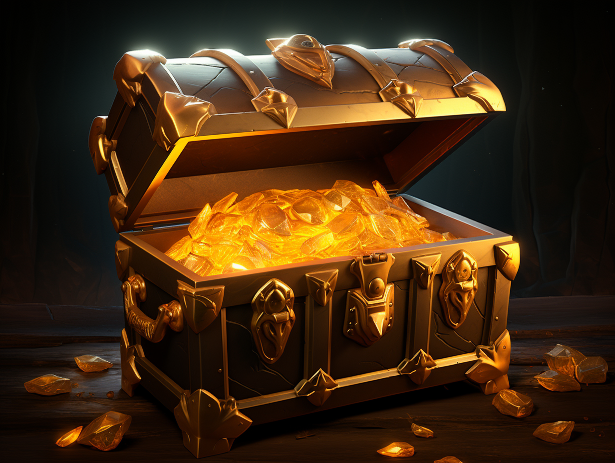 Game assets set with golden chest