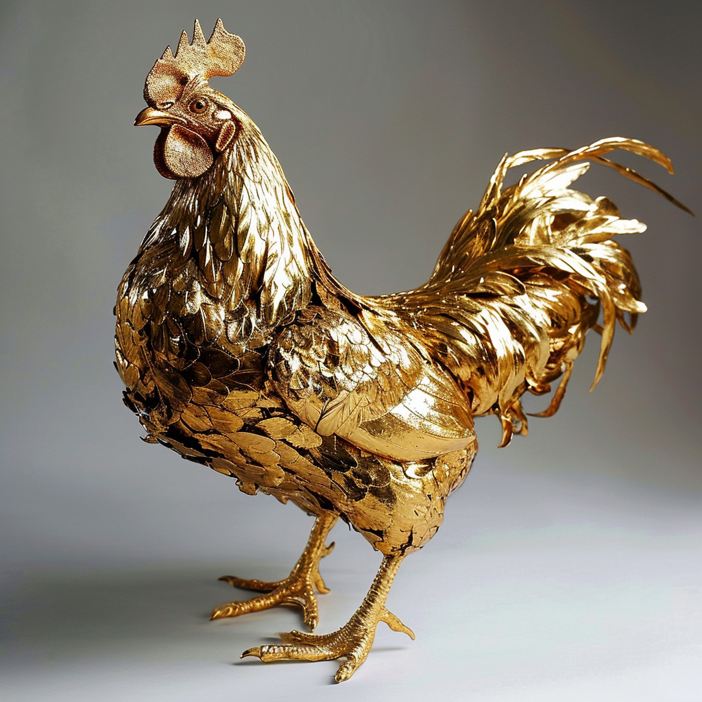 Exquisite golden chicken statue photo