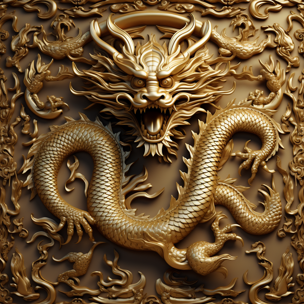 Golden Chinese Dragon Wall Decor