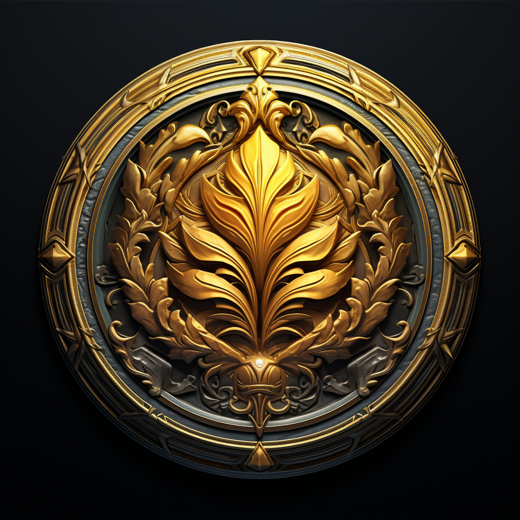 Golden coin on black background game art