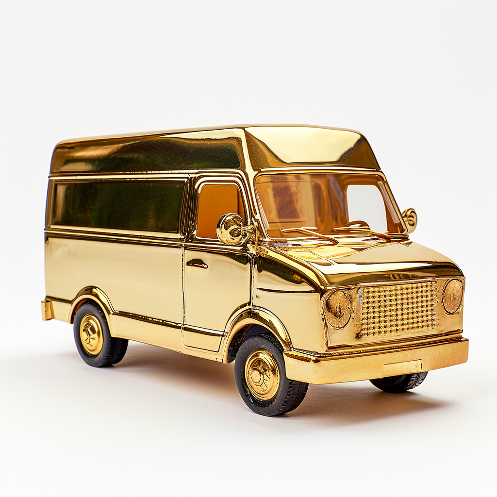 Golden Delivery Van Trophy White Background