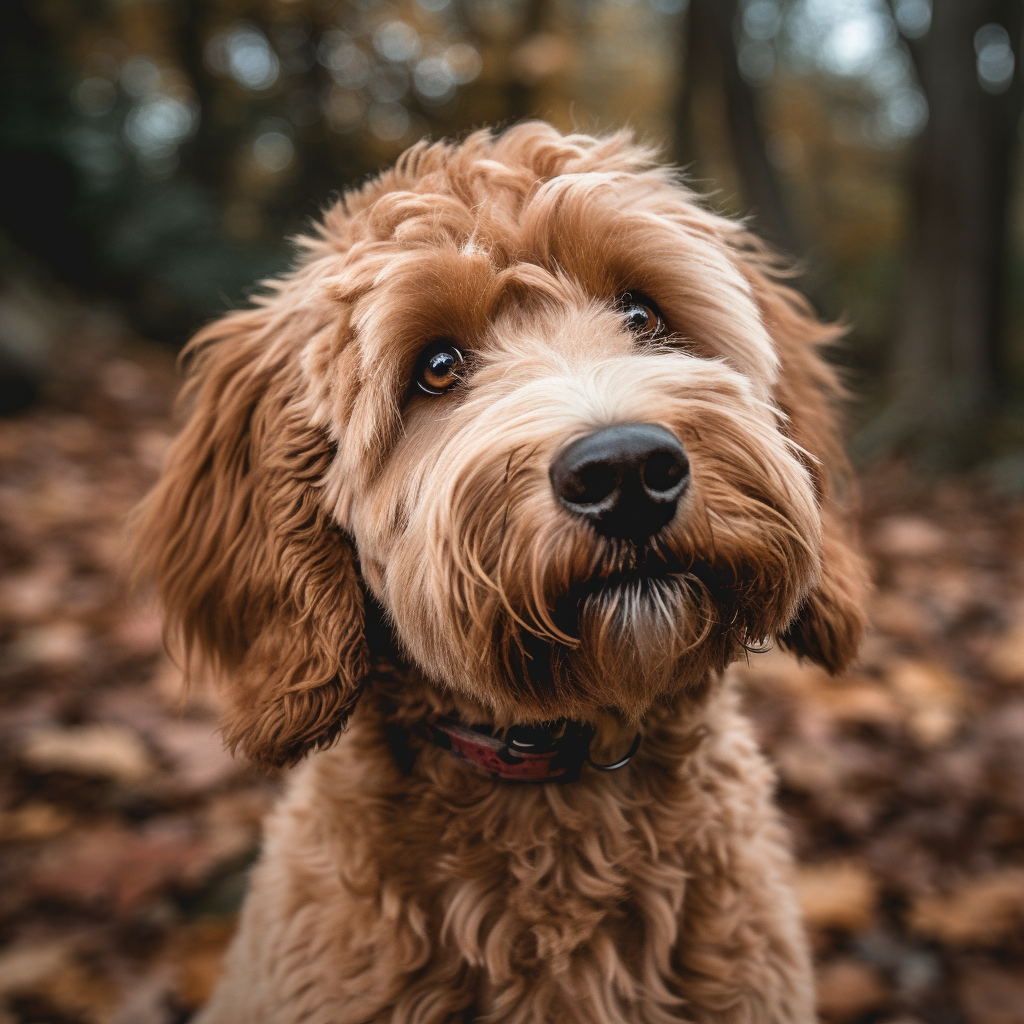 Side eye from golden doodle dog