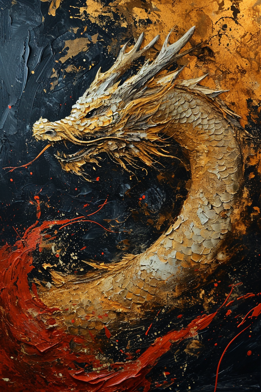 Textural exploration of a golden dragon