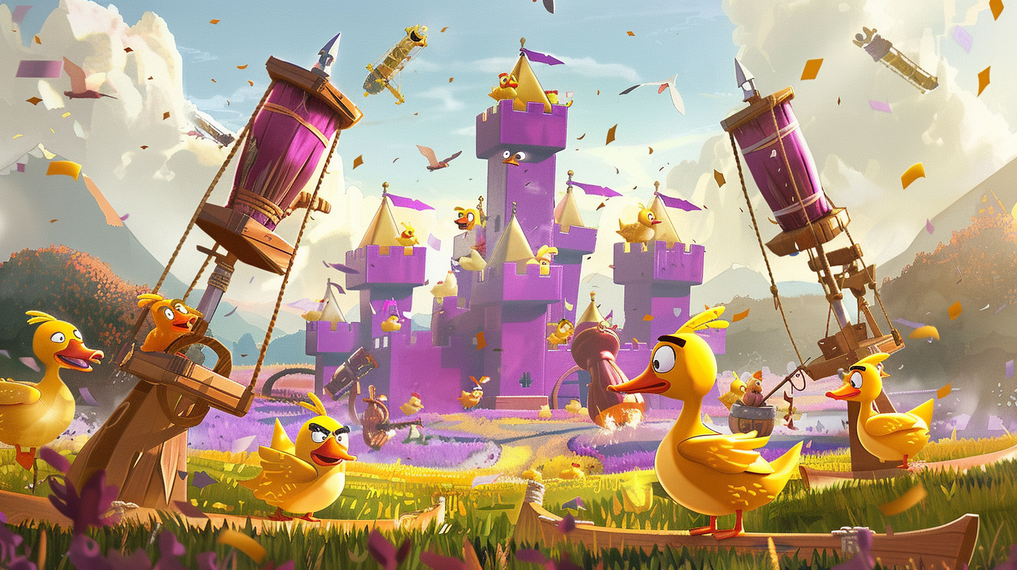 Ducks Trebuchets Purple Castles Field