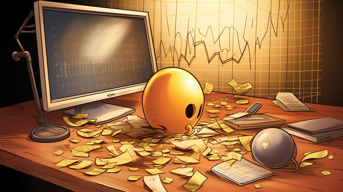 Cartoon Golden Egg on Trading Desk