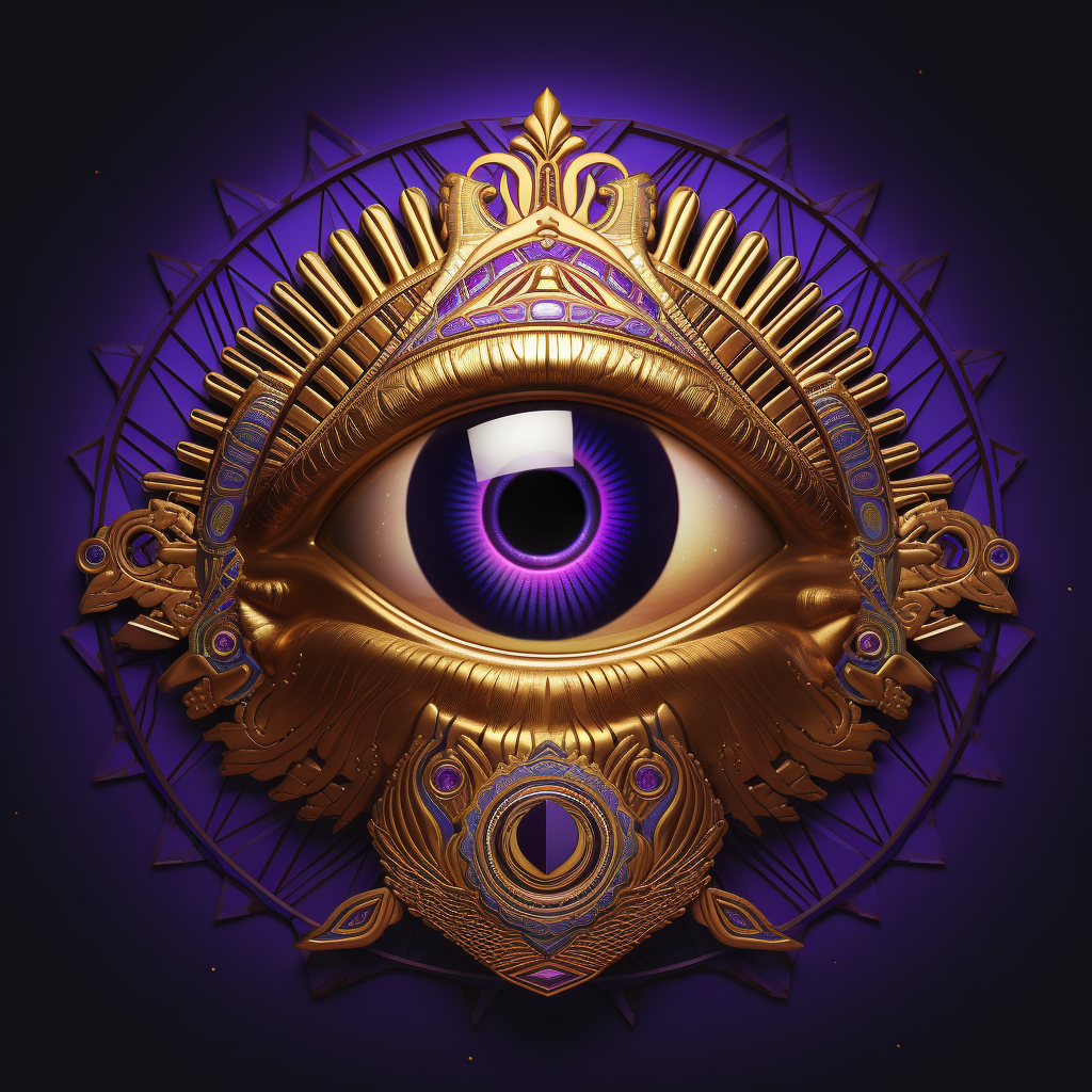 Golden Eye of Ra Idol on Purple Satin