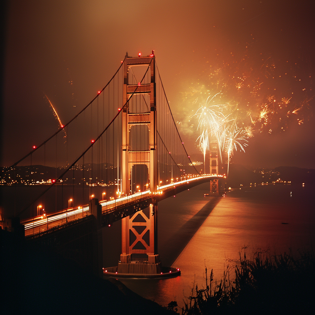 Golden Gate Bridge fireworks celebration