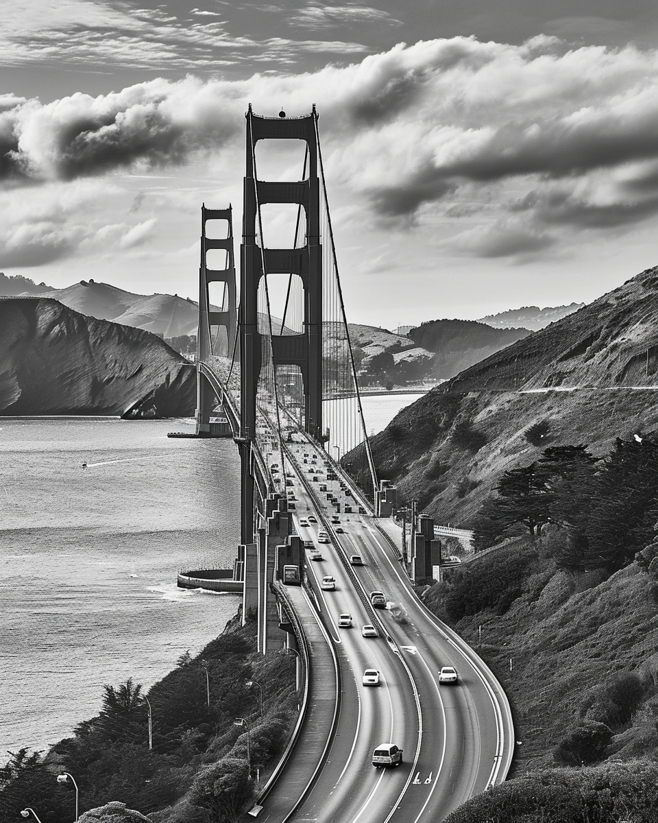 Golden Gate Bridge San Francisco Black White