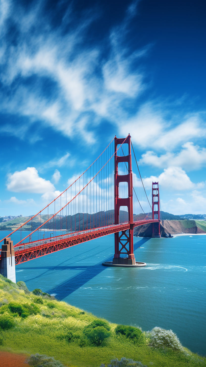 Golden Gate scenic view with bright sky and beautiful nature