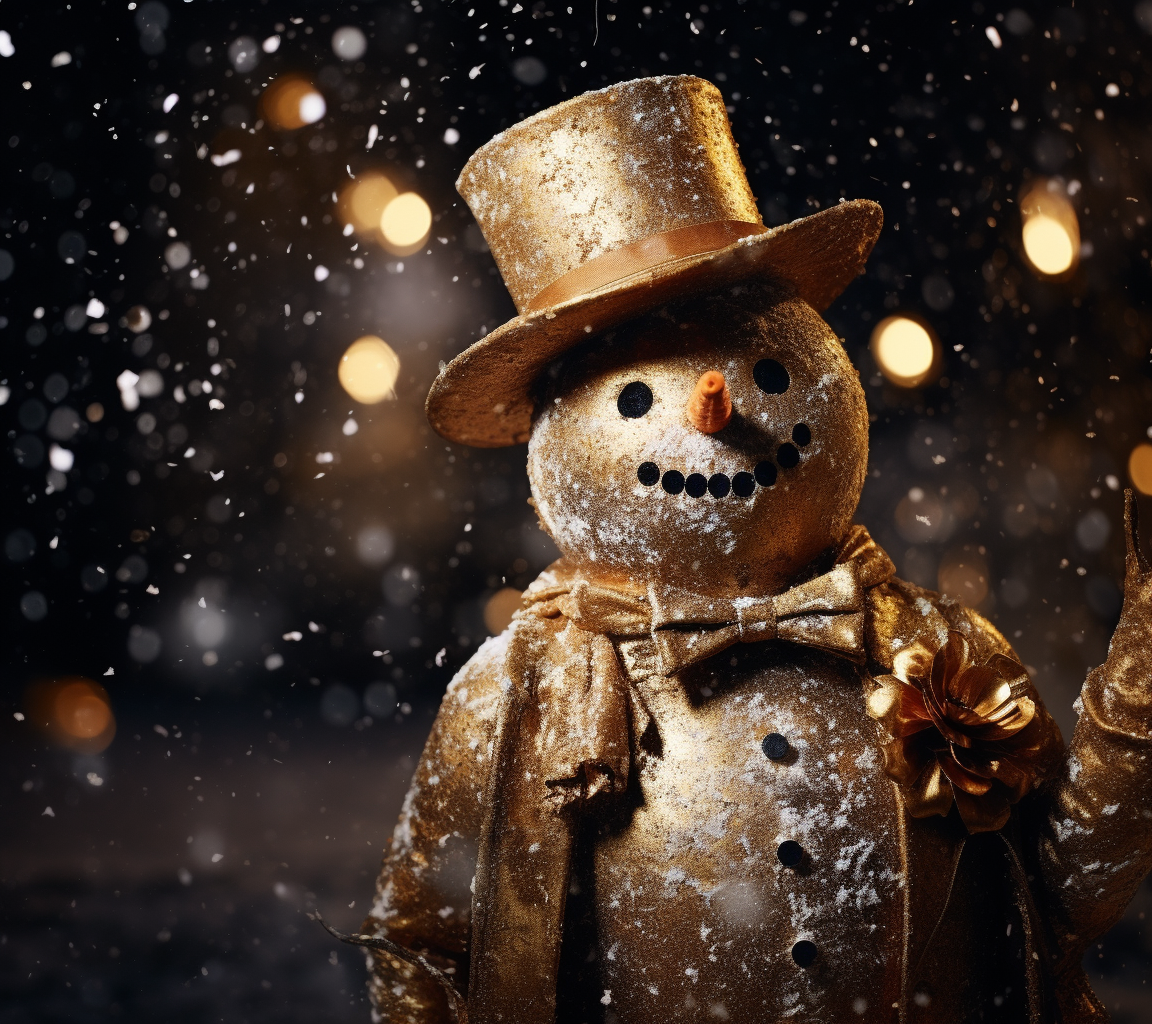 Sparkling golden glitter snowman