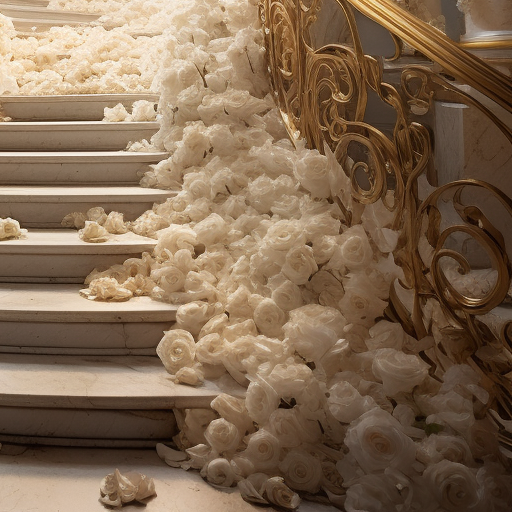 Heavenly staircase with white roses