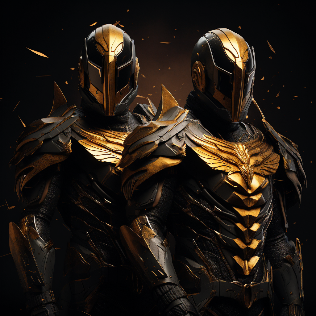 Two Golden Knights on Dark Background