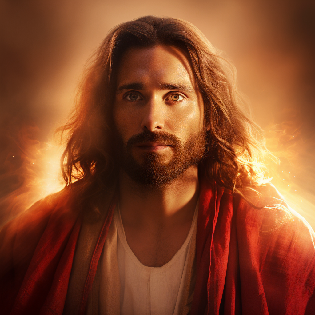 Jesus in red holy garment