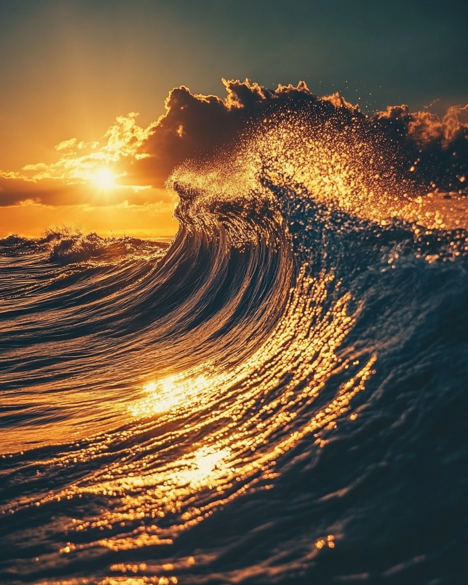 Golden wave with shining light