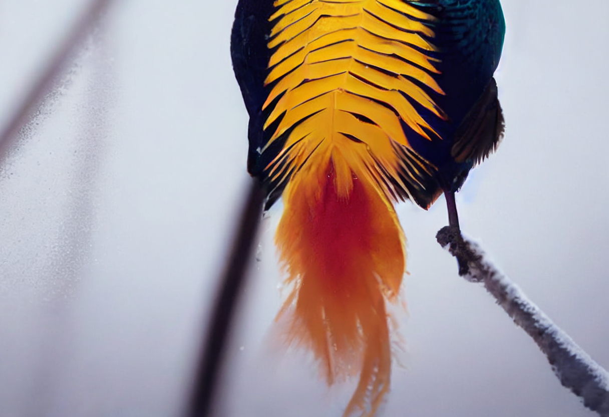 Stunning Golden Pheasant in Snowy Landscape