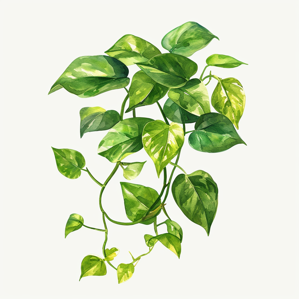 Golden Pothos Watercolor Illustration