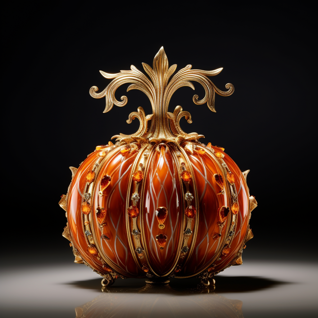 Luxurious golden pumpkin adorned with gemstones