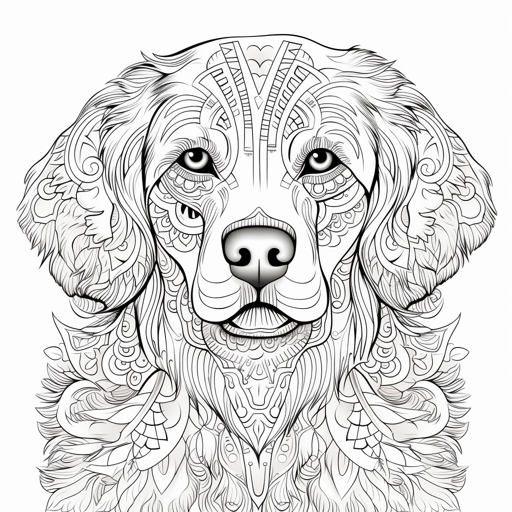 Cute Golden Retriever Coloring Page