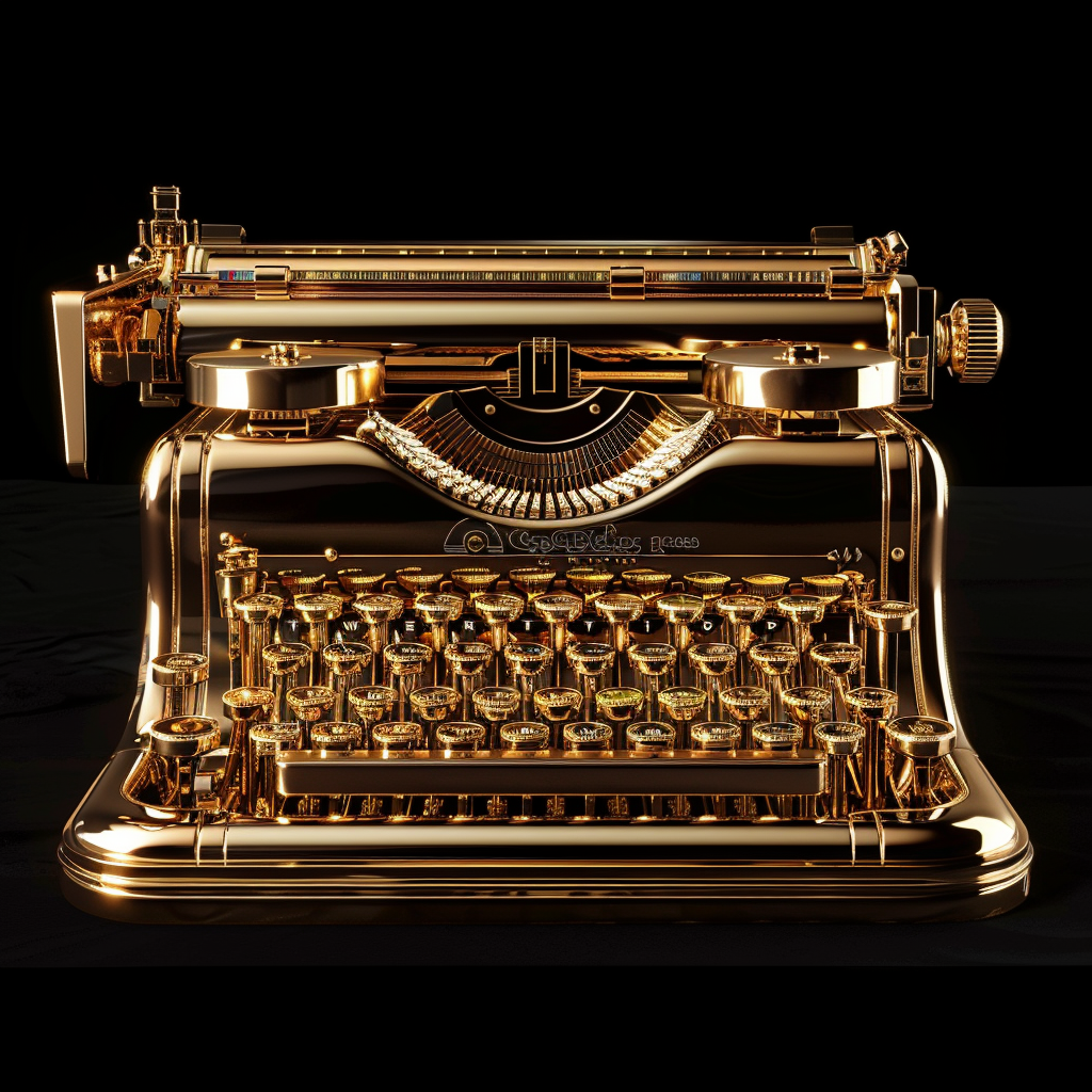 Beautiful golden retrofuturist typewriter