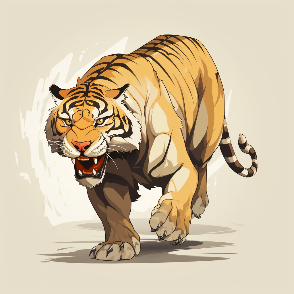 Golden Sabertooth Tiger Walking Art