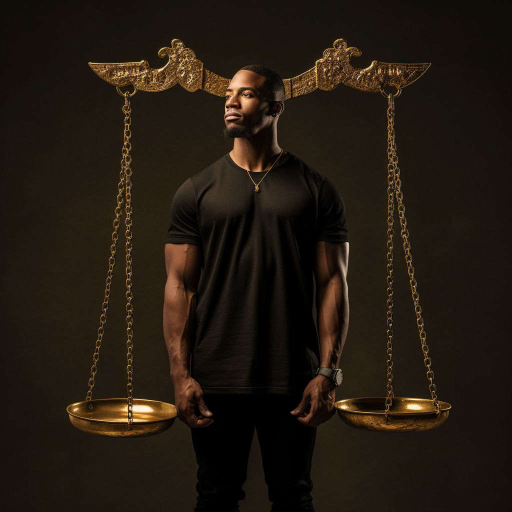 Thoughtful black man pondering the perfect balance