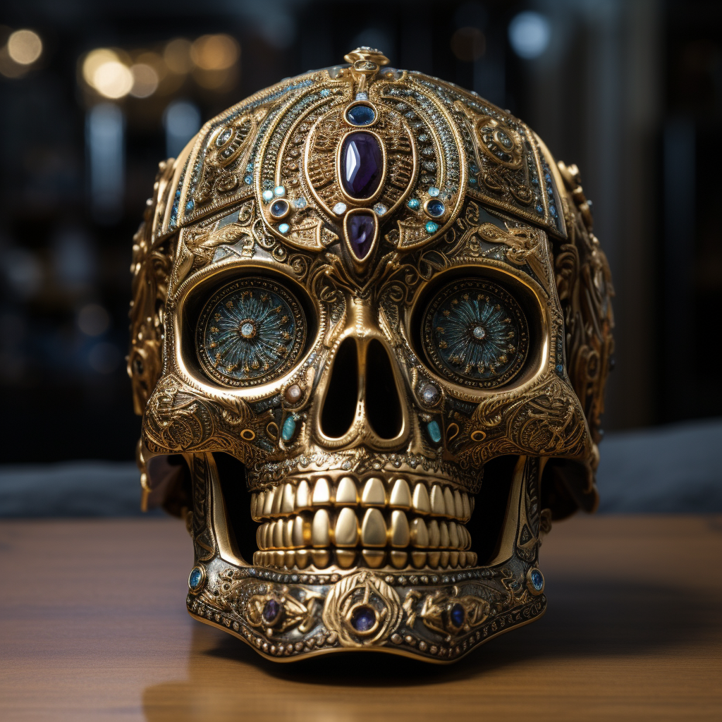 Golden skull idol with gem eyes