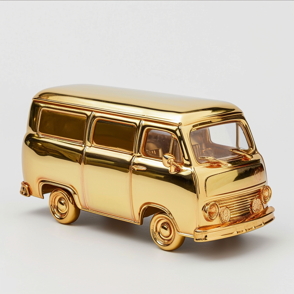 Golden Van Trophy on White Background