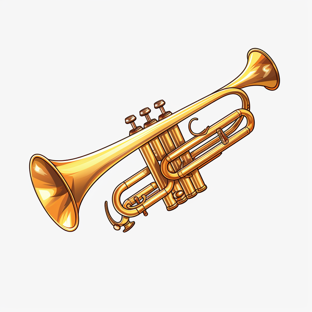 Golden Victory Trumpet Cartoon Style