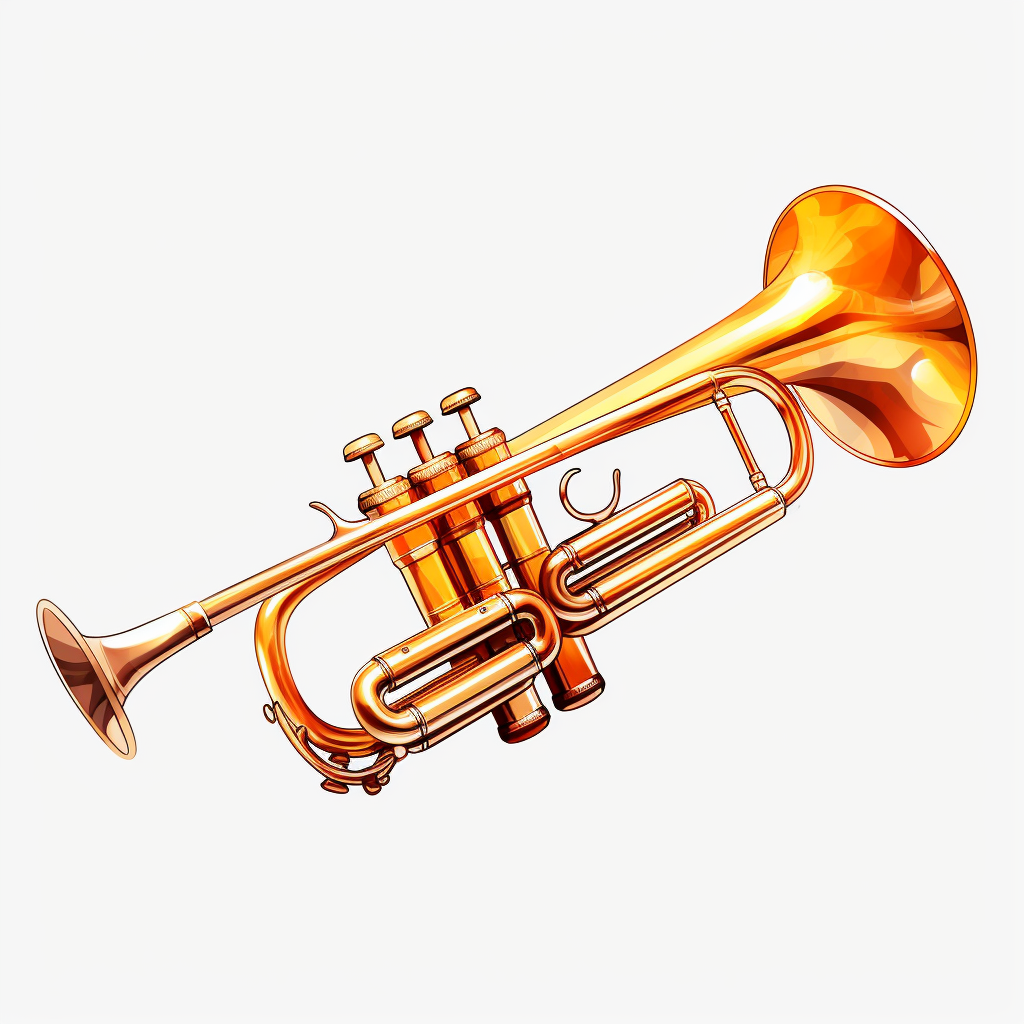 Golden victory trumpet on transparent background