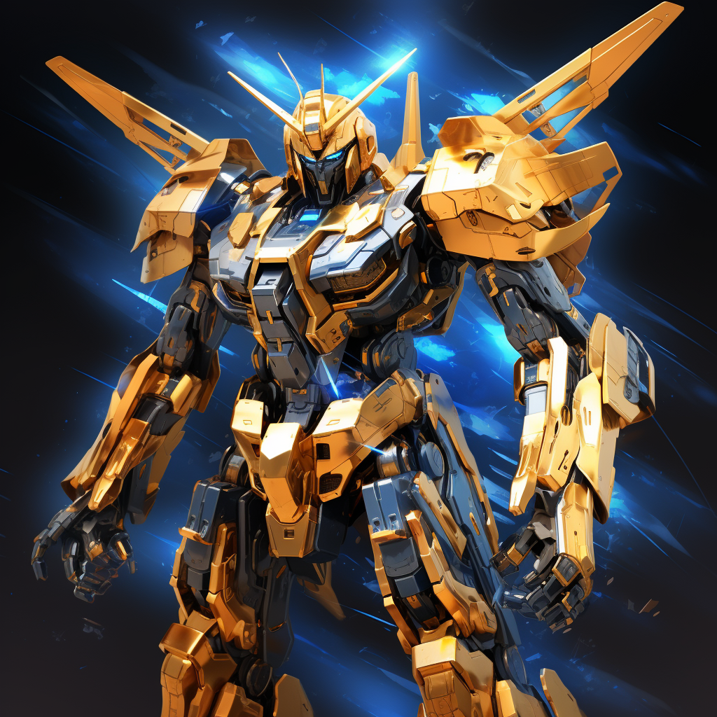 Golden ZZ Gundam with camouflage pattern and 16 funnels