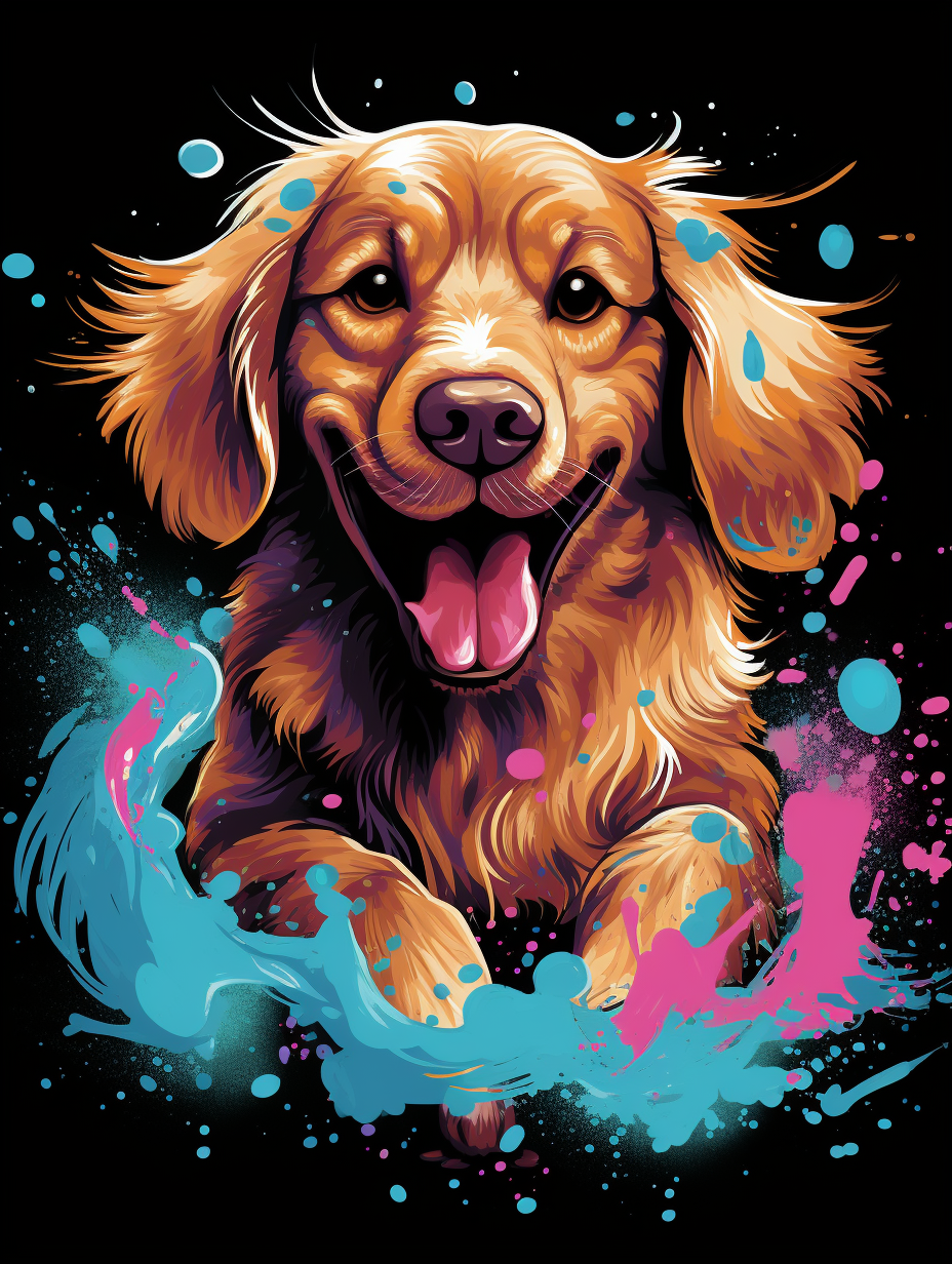 Golden Retriever Splash Art T-Shirt Design